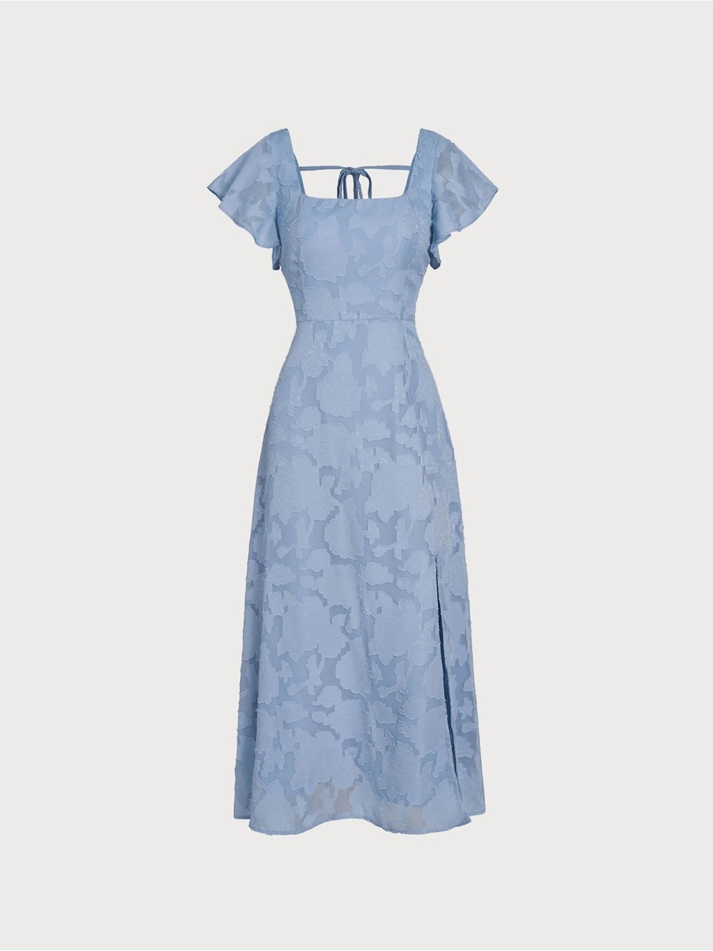 Rihoas Blue Floral Square Neck Midi Dress - Picture 5 of 7